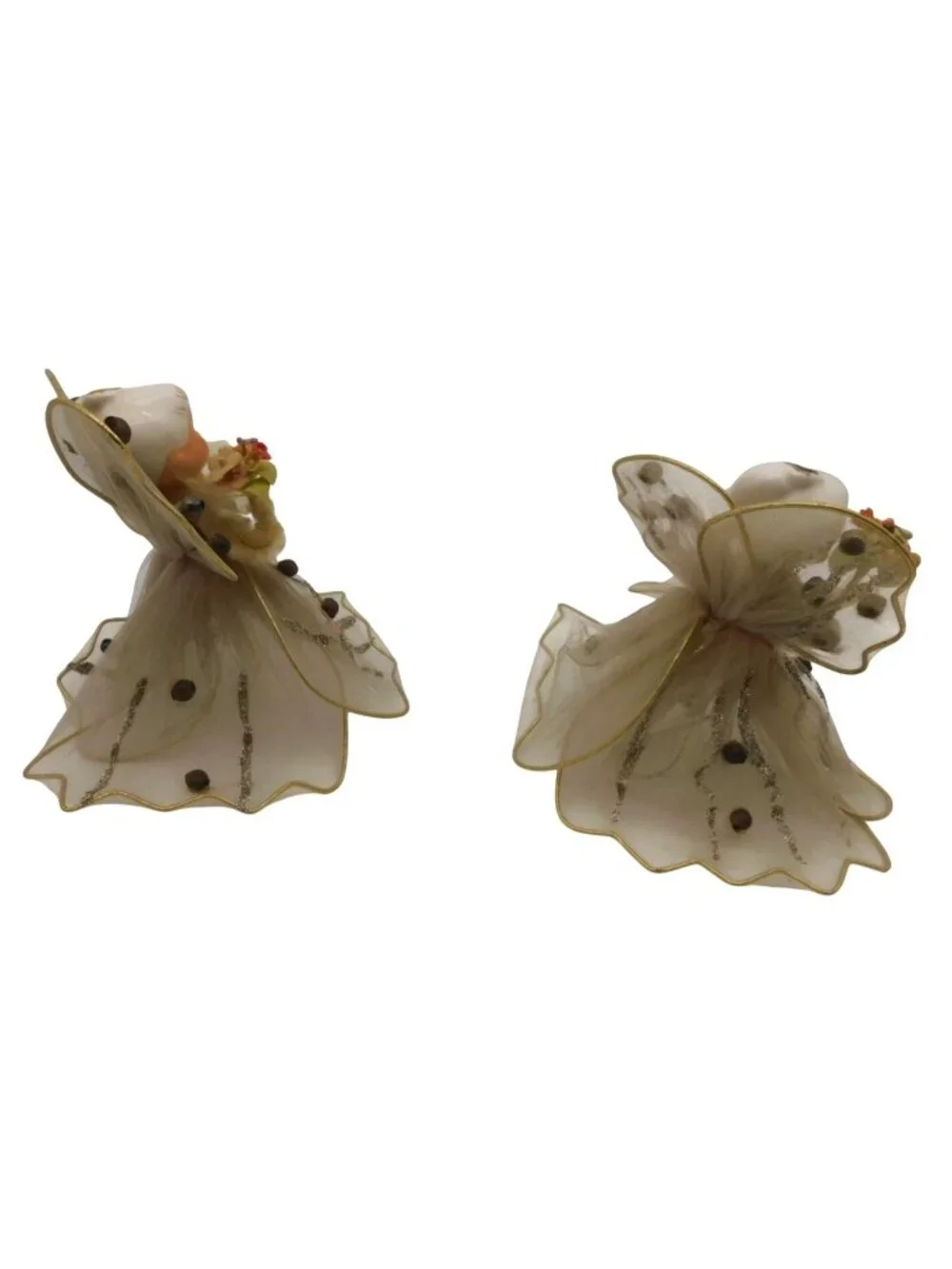 Lot 2 Vintage Holt Howard Tulle Christmas Angels 4" MCM Kitsch Holiday Decor - Picture 7 of 9